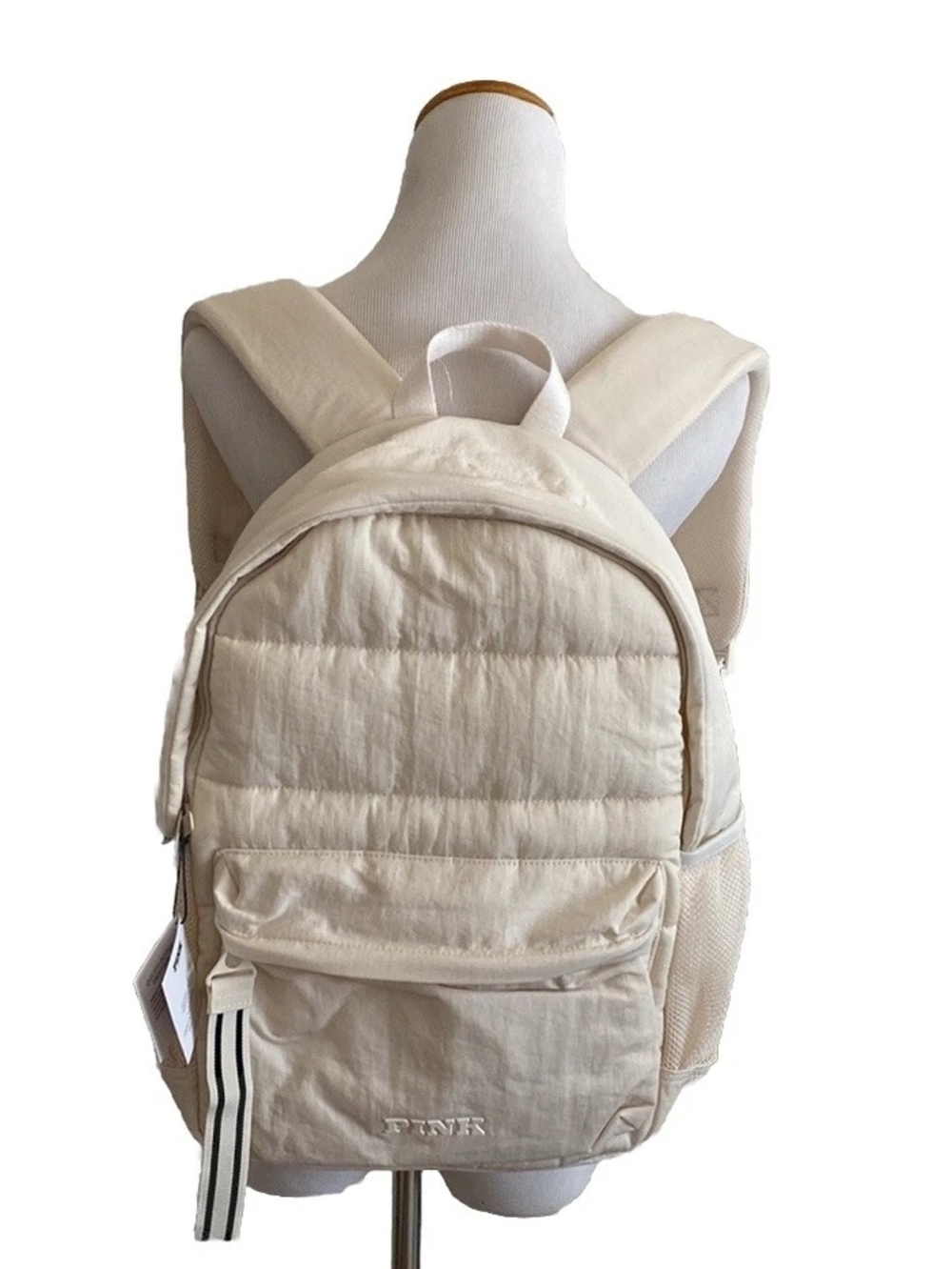 PINK Victoria's Secret Cream Quilted Puffer Backpack